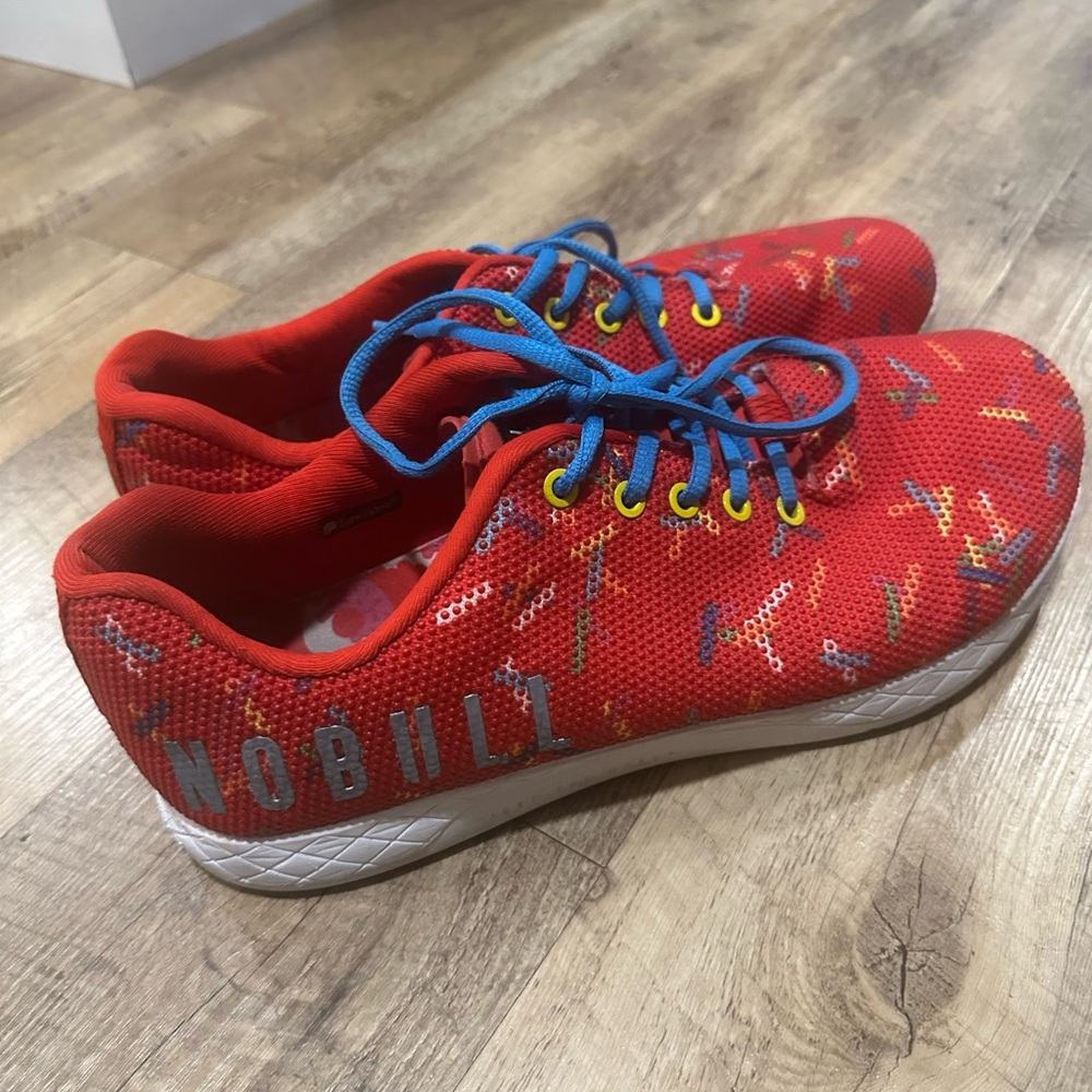 NOBULL Red and Blue Athletic Shoes with Vibrant Design